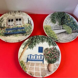 Decorative Plates with Garden Scenes